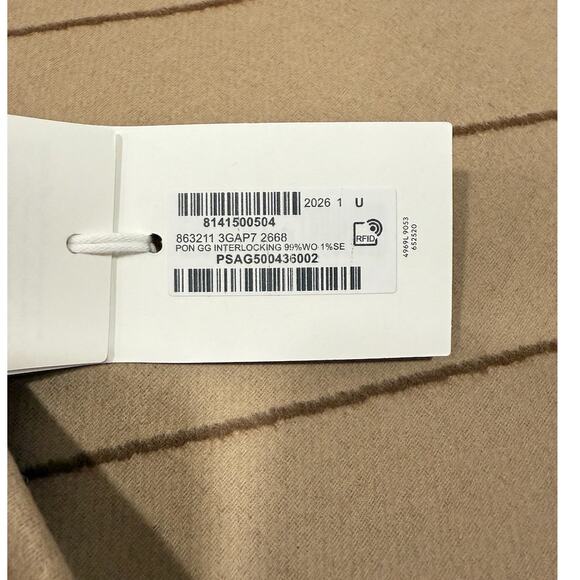 Gucci Interlocking G Striped Wool Poncho Cape Shawl Wrap – Brown Logo - Picture 7 of 8